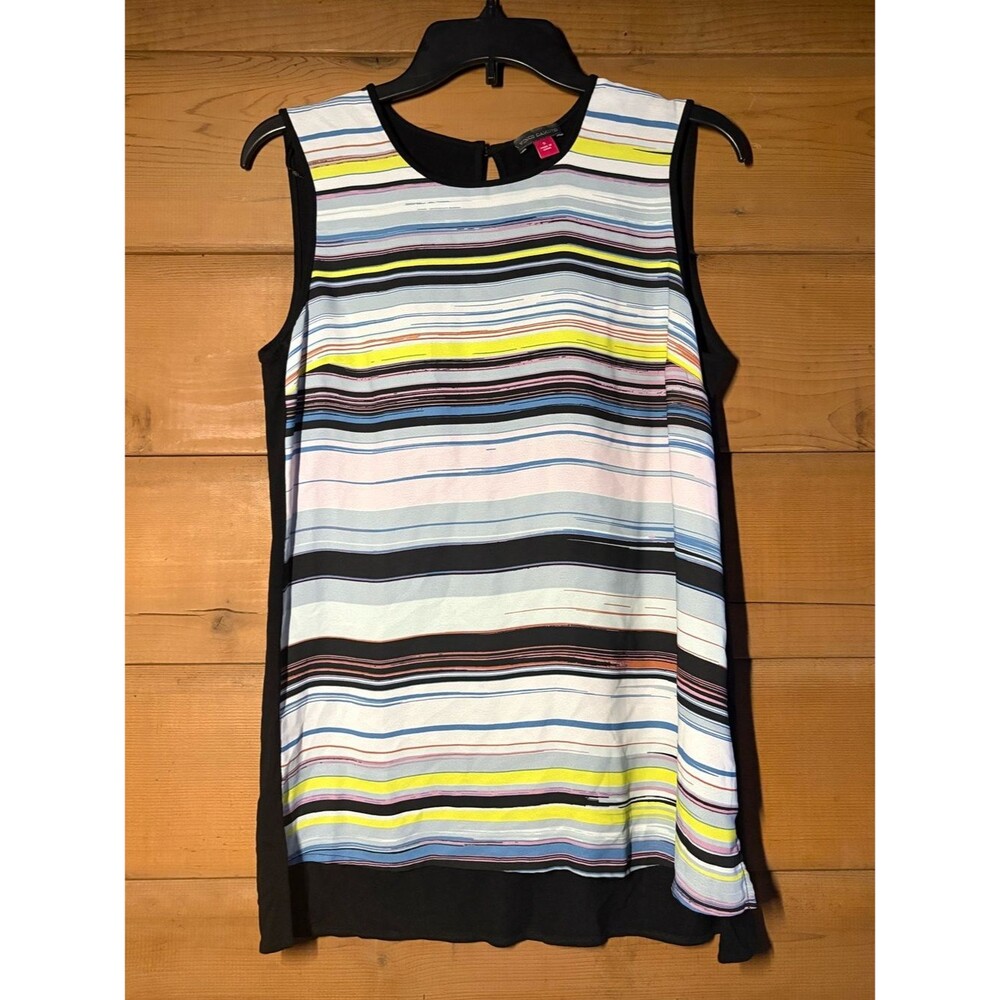 Vince Camuto Striped Sleeveless Top- Pastel & Black- Size Small